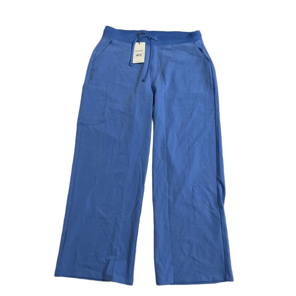Mandala Scrubs Womens XL High Waist Wide Leg Scrub Pants Ceil Blue Equa-Tek NWT